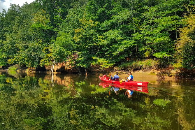One-Day Kayaking Trip in Gauja River Valley - Sandstone cliffs and forest from river level
