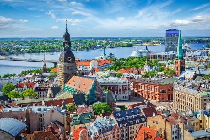 Riga Old Town spires above the Daugava