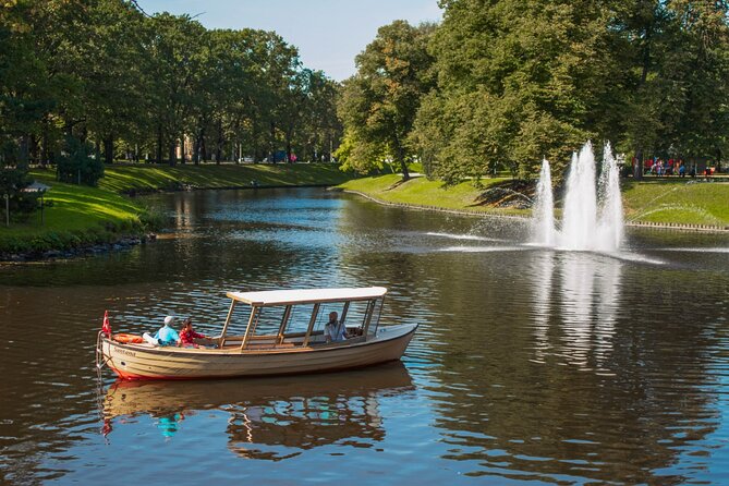 Riga Sightseeing Tour by Canal Boat with Audioguide - National Theater and Bastion Hill from water level